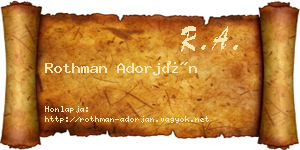 Rothman Adorján névjegykártya